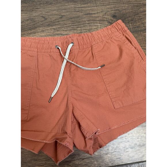 Vuori Ripstop Shorts Womens Medium Raw Hem Stretch Pockets Drawstring Coral - Picture 2 of 7